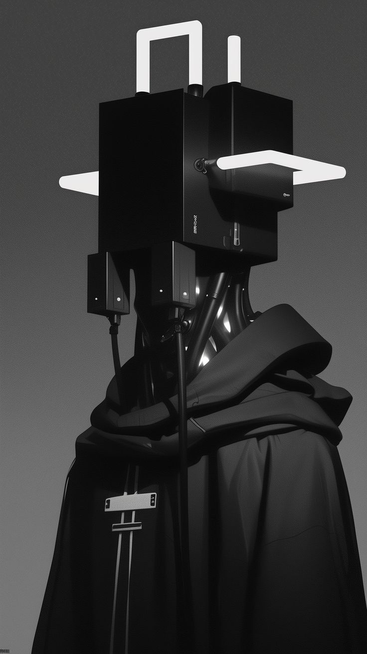Figura escultural em preto e branco, referência visual TRIUS