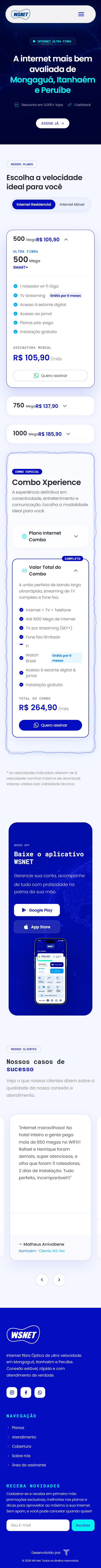 Redesenho de interface de provedor de internet, versão mobile