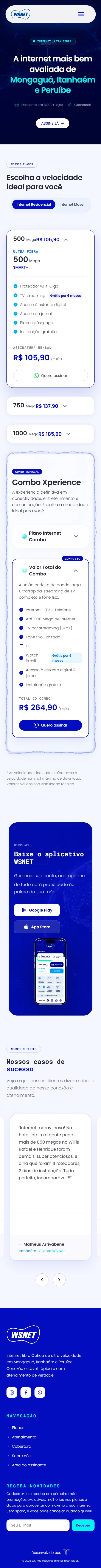 Redesenho de interface de provedor de internet, versão mobile