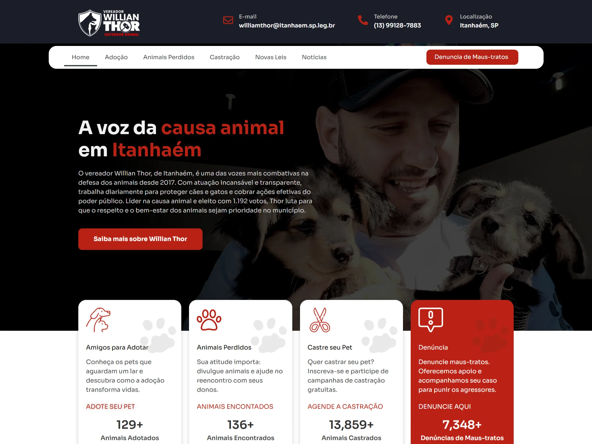 Captura do site do vereador Willian Thor